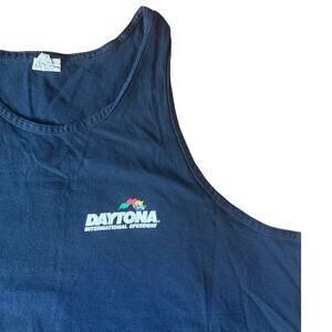 Vintage | 90s/Y2K 100% Cotton Black Daytona Speedway Tank | Size 2XL